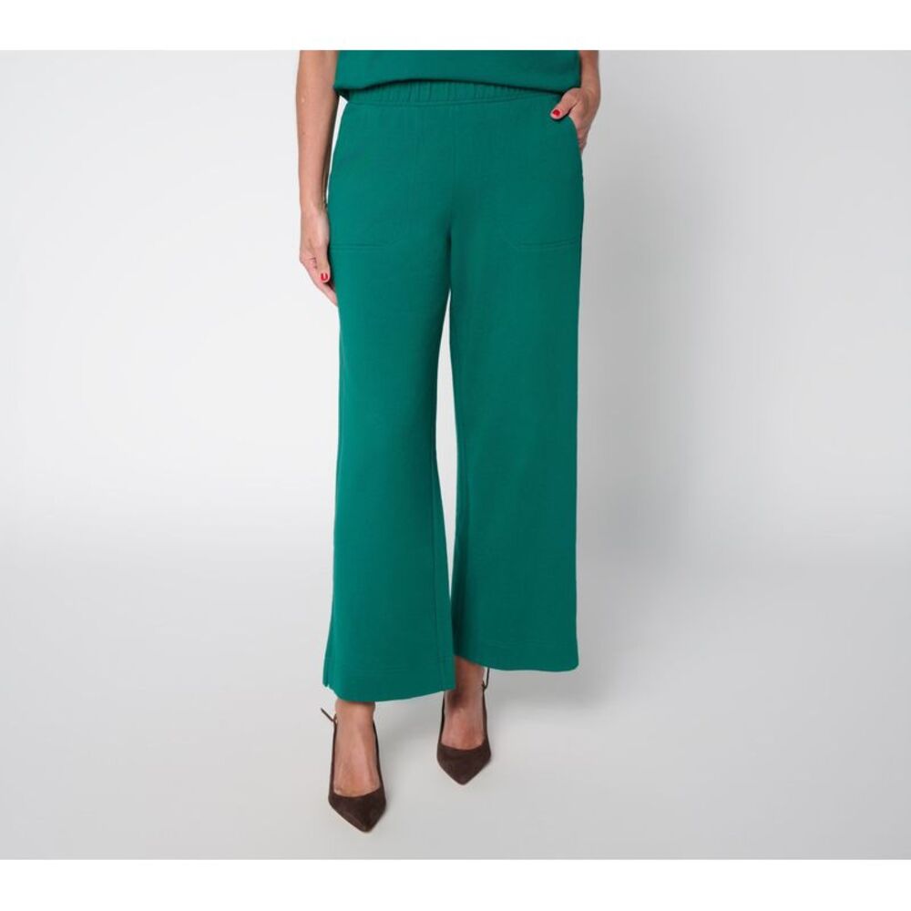 Carla Rockmore Collection Women's Pants Sz L French Terry Ankle Green